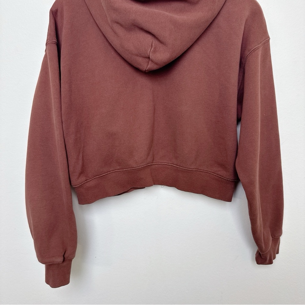 Aritzia TNA Womens Xsmall Cozy Fleece Perfect Zip-Up Hoodie in Cognac - Picture 10 of 11